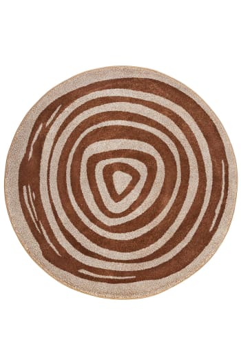 Haley - Tapis rond motif spirale brique et brun chiné 80 D