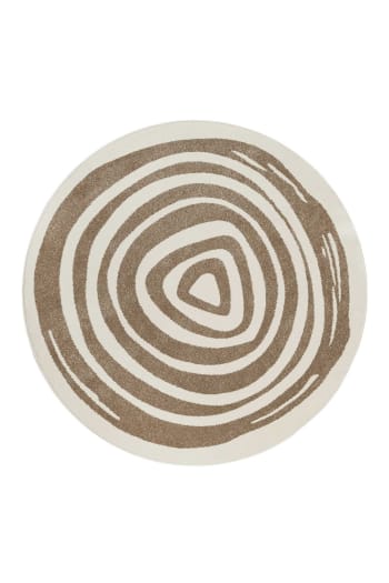 Haley - Tapis rond motif spirale beige et brun chiné 80 D