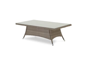 BOLONIA - Table basse de porche en aluminium et rotin synthétique 140x80x46cm