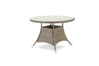 BOLONIA - Table à manger ronde en aluminium et rotin synthétique 110diam x 73cm