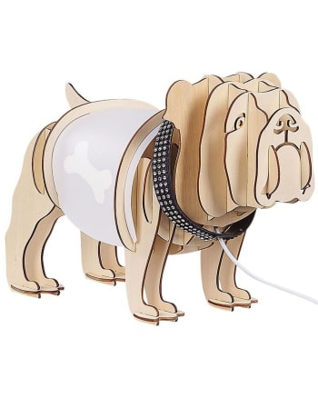 J-Line Lampe In Form Einer Weißen Bulldogge | Poly-Material | 29 Cm Hoch | Mit E14 Sockel