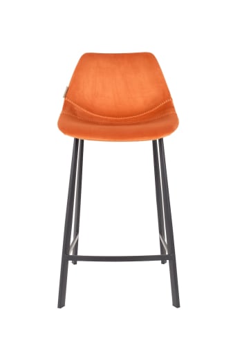 Franky 65 - Chaise de comptoir en velours orange