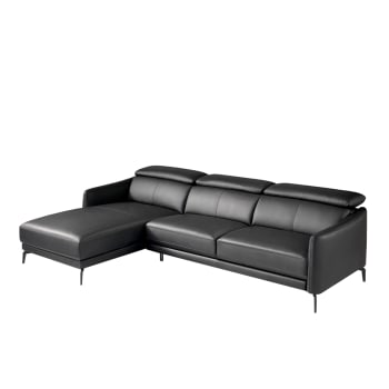 Sofá chaise longue piel vacuno negro