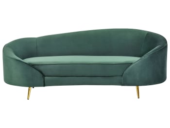 Canapé 3 Places Menzzo Glams - Velours Bleu Canard, Style Boudoir | Capitonné Et Chic