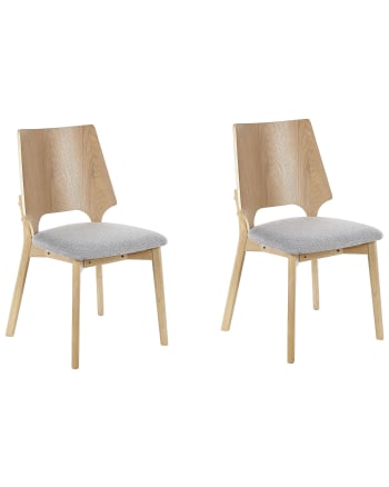 Abee - Set di 2 sedie da pranzo tessuto grigio chiaro e legno chiaro