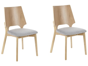 Abee - Lot de 2 chaises de salle à manger bois clair et gris