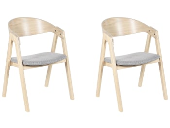 Yuba - Set di 2 sedie da pranzo tessuto grigio chiaro e legno chiaro