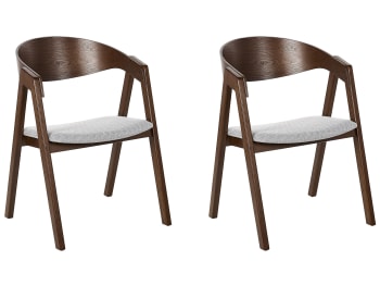 Yuba - Lot de 2 chaises de salle à manger bois sombre et gris