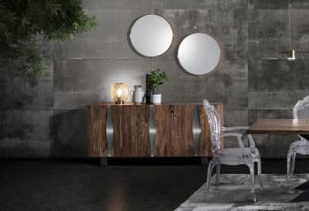 Credenza mobile per vinili 3 cassetti in legno massello di acacia Gimmick