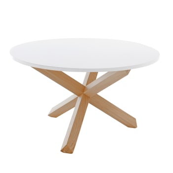 MESQUITE - Tavolo rotondo effetto legno laccato bianco cm. H.75  x  Ø 120