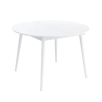 MEDISON - Tavolo rotondo allungabile effetto legno bianco cm. H.76 xP.110xL.120
