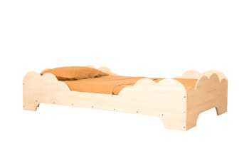 CLOUD BED - Lit enfant nuage en bois contreplaqué naturel Montessori