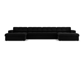 Justin - 5-Sitzer Panorama-Sofa aus Samt, schwarz