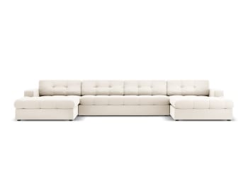 Justin - 5-Sitzer Panorama-Sofa aus Samt, leichtes beige
