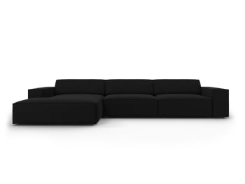 Jodie - 4-Sitzer Ecksofa links aus Samt, schwarz