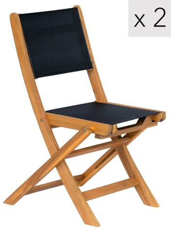 Set 2 sillas de jardin en madera de acacia y textileno