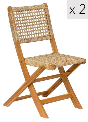 Set 2 sedie di giardano in legno di acacia e corda