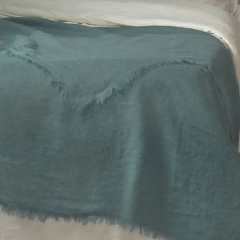 Hortense - Copriletto di grandi dimensioni lino lavato 180x260 blu de nimes