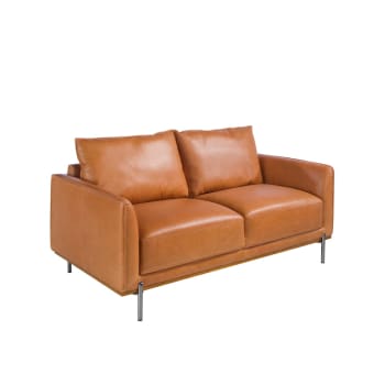 2-Sitzer-Sofa aus braunem Leder