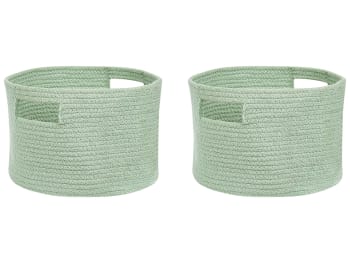 Chiniot - Textilkorb Baumwolle hellgrün ⌀ 30 cm 2er Set