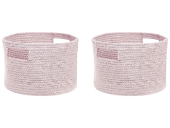 Chiniot - Conjunto de 2 cestas de algodón rosa pastel 20 cm