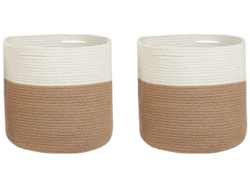 Ardesen - Conjunto de 2 cestas de algodón beige natural blanco 31 cm
