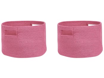 Chiniot - Conjunto de 2 cestas de algodón rosa 20 cm