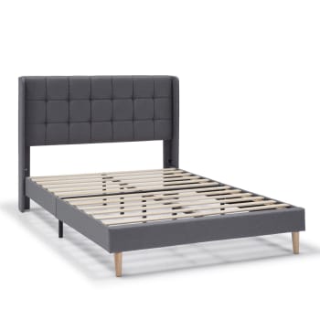 ESTHER - Estructura de cama tapizada de 30 cm, 150x190 cm, gris oscuro