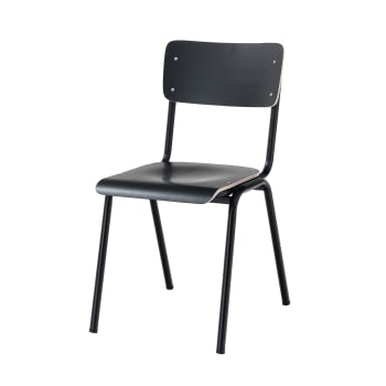 SKUL BLACK - Set 4 sedie in multistrato nere cm. H.80 x L.44 x P.57