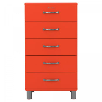 Malibu - Commode 5 tiroirs style rétro orange