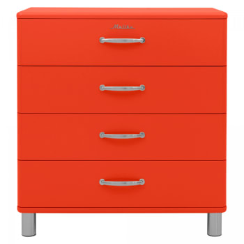 Malibu - Commode style rétro 4 tiroirs 86cm orange