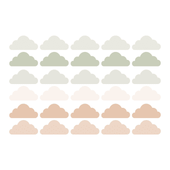 Clouds2 - Stickers muraux en vinyle nuages vert et beige