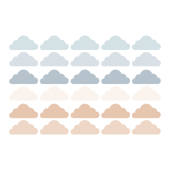 Clouds2 - Stickers muraux en vinyle nuages bleu et beige