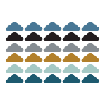 Clouds2 - Stickers muraux en vinyle nuages bleu et moutarde