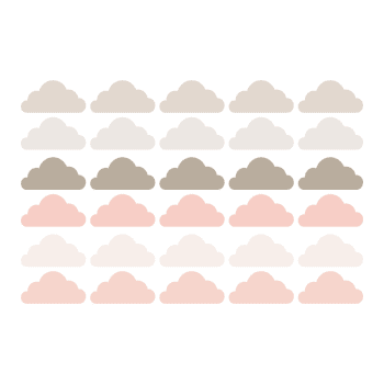Clouds2 - Stickers muraux en vinyle nuages rose et gris tourterelle