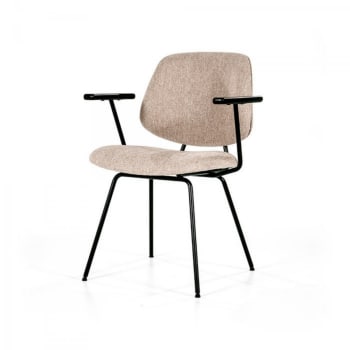 Edite - Chaise moderne avec accoudoirs en tissu beige