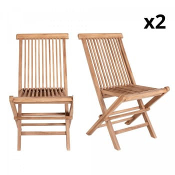 Toreto - Lot de 2 chaises de jardin en bois pliante