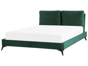 Melle - Letto matrimoniale velluto verde 160 x 200 cm