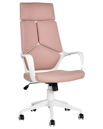 Sedia Ufficio In Pelle PU Con Dondolo - Altezza Regolabile 97-107 Cm, Senza Braccioli, Bianca