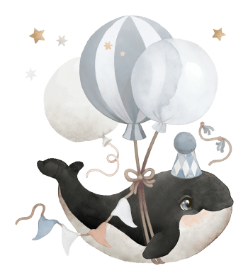 SELENE - Grand sticker orque et ballons en vinyle mat (57 x 65 cm)