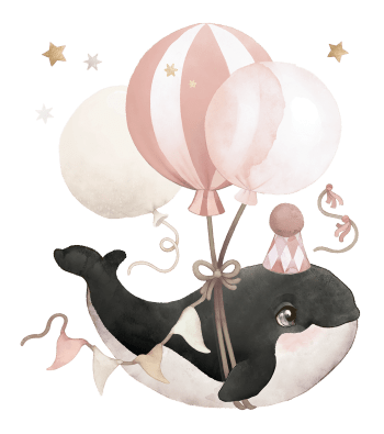 SELENE - Pegatinas en vinilo de orca y globos 57x65cm