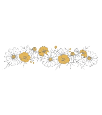 CHAMOMILE - Sticker guirlande de fleurs en vinyle mat Blanc