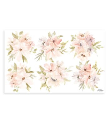 APPOLINE - Stickers bouquets de fleurs en vinyle mat Rose