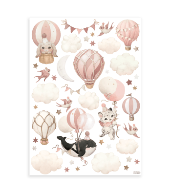 SELENE - Stickers animaux et ballons en vinyle 64 x 90 cm
