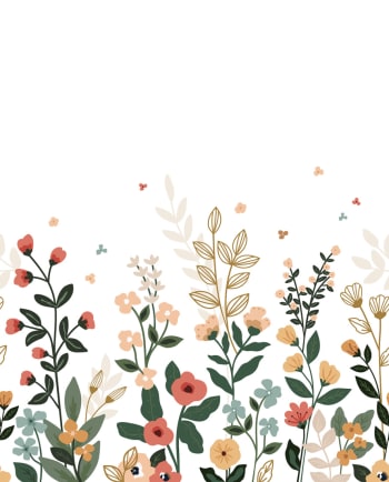 BLOEM - Papel pintado panorámico flores primaverales 200x248 cm