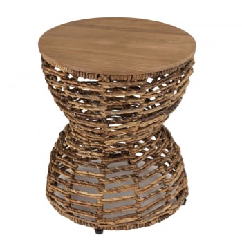 Alida - Taburete con asiento de madera de teca reciclada