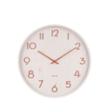 WALL CLOCK - Horloge murale ronde en bois D60cm blanc