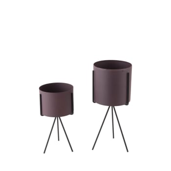 Pedestal - 2 cache-pots rond en métal violet