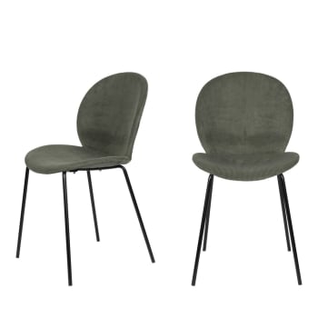 Bonnet - Lot de 2 chaises en velours côtelé et métal vert