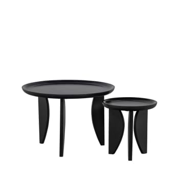 High heels - 2 tables basses en bois de manguier D40/D70cm noir